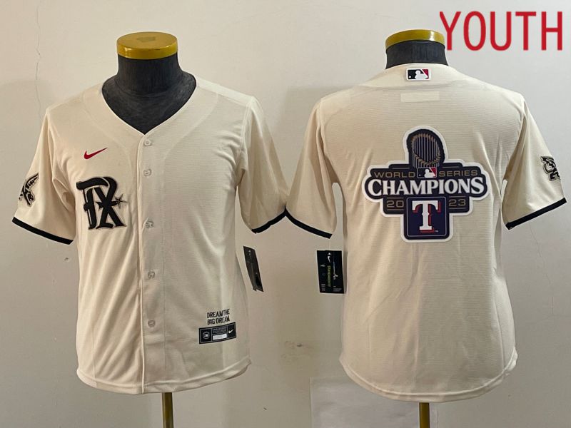 Youth Texas Rangers Blank Cream Game Nike 2023 MLB Jersey style 1